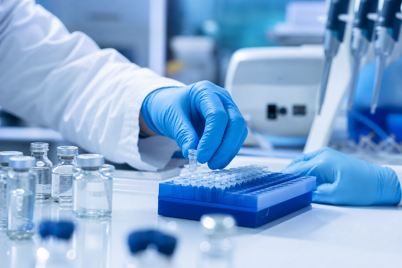 Laboratory pipette work with research samples